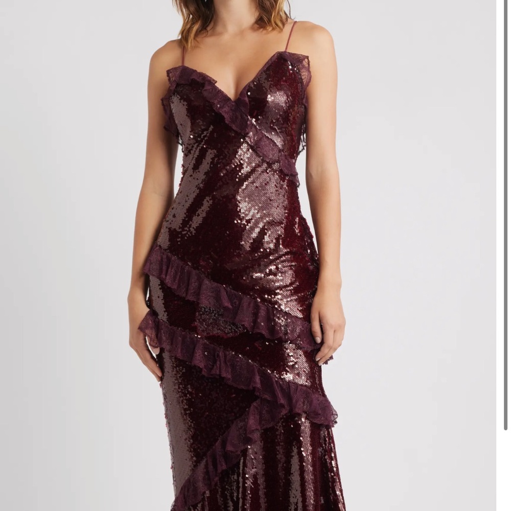 LoveShackFancy Rialto Sequined Ruffled Maxi Dress